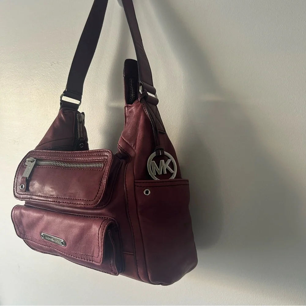 Michael Kors oxblood leather handbag 90’s Y2K
